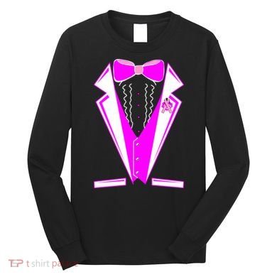 Pink Breast Cancer Tuxedo Long Sleeve Shirt