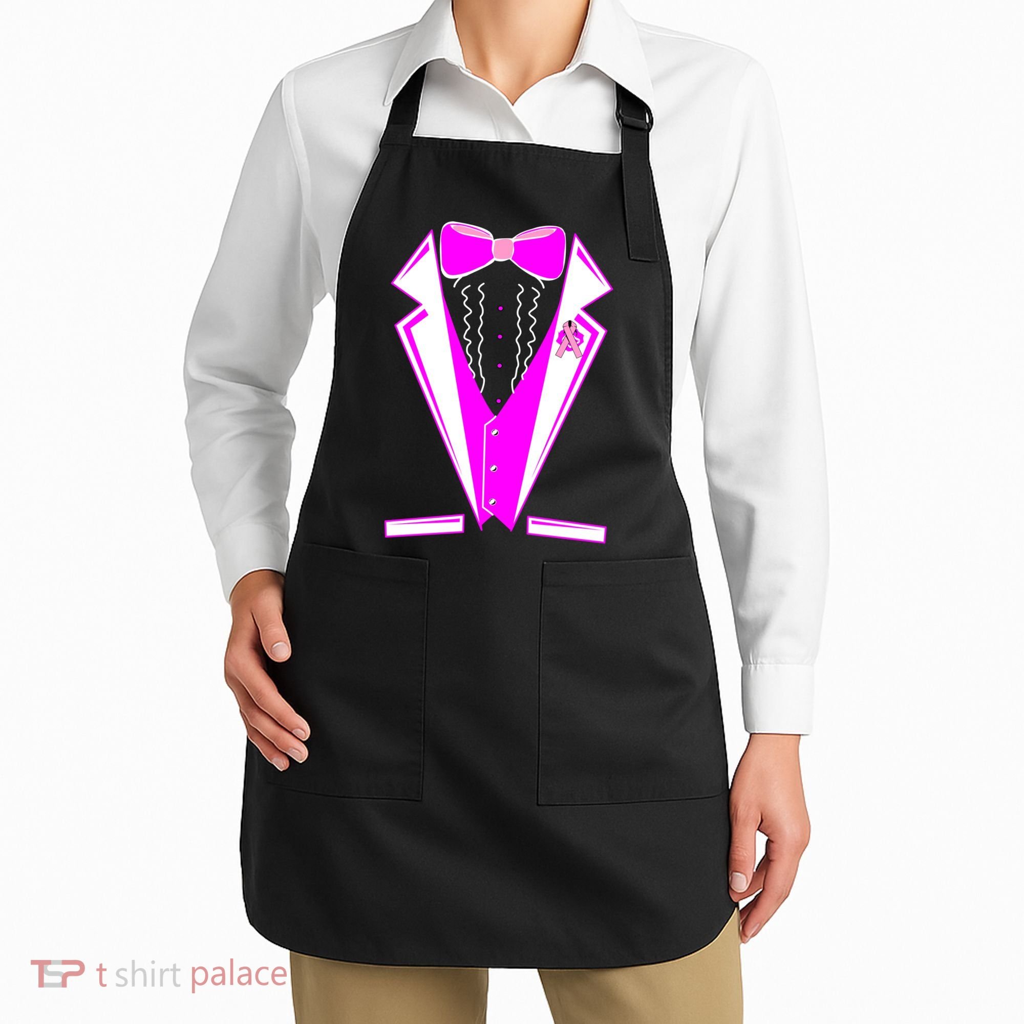 Pink Breast Cancer Tuxedo Apron