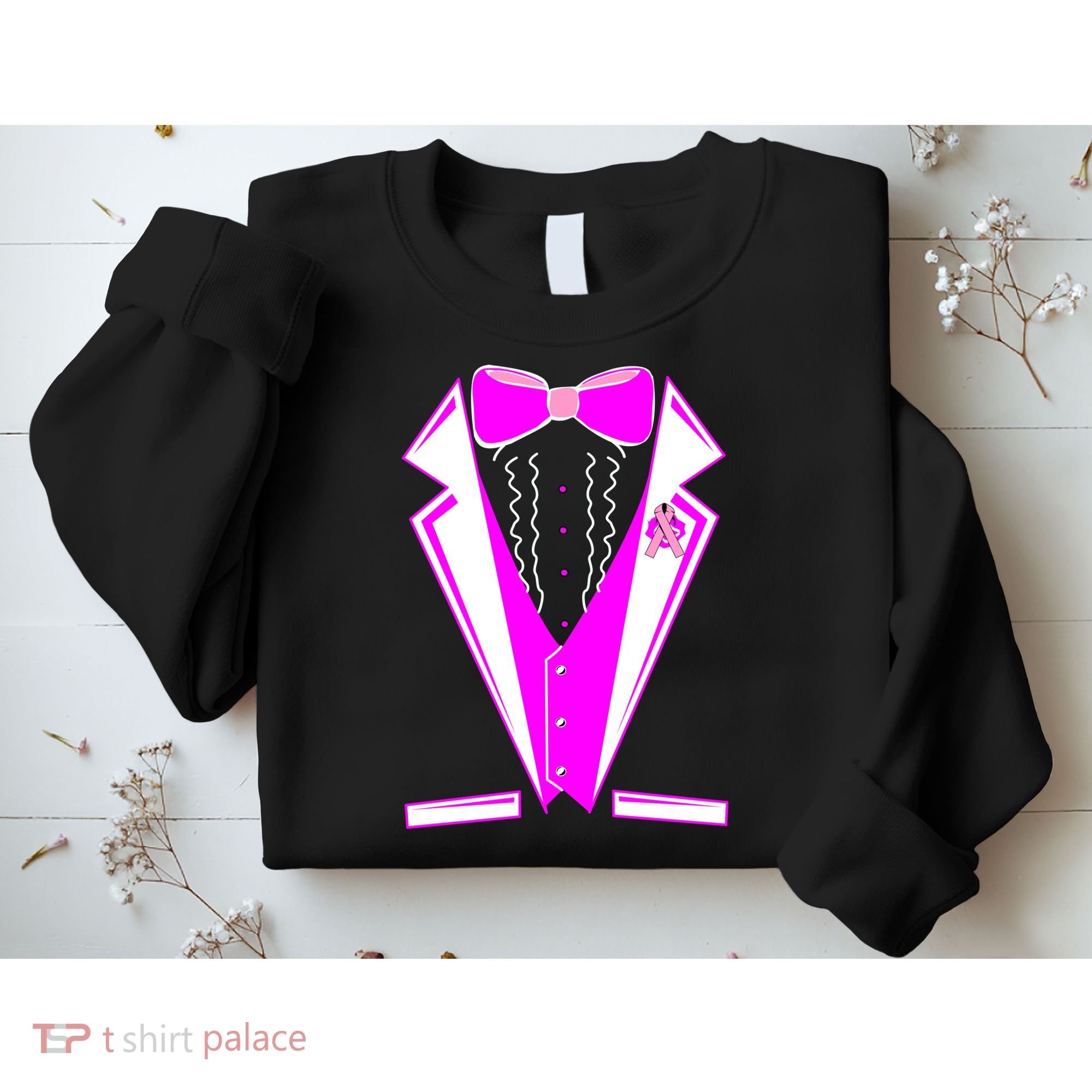 Pink Breast Cancer Tuxedo Sweatshirt