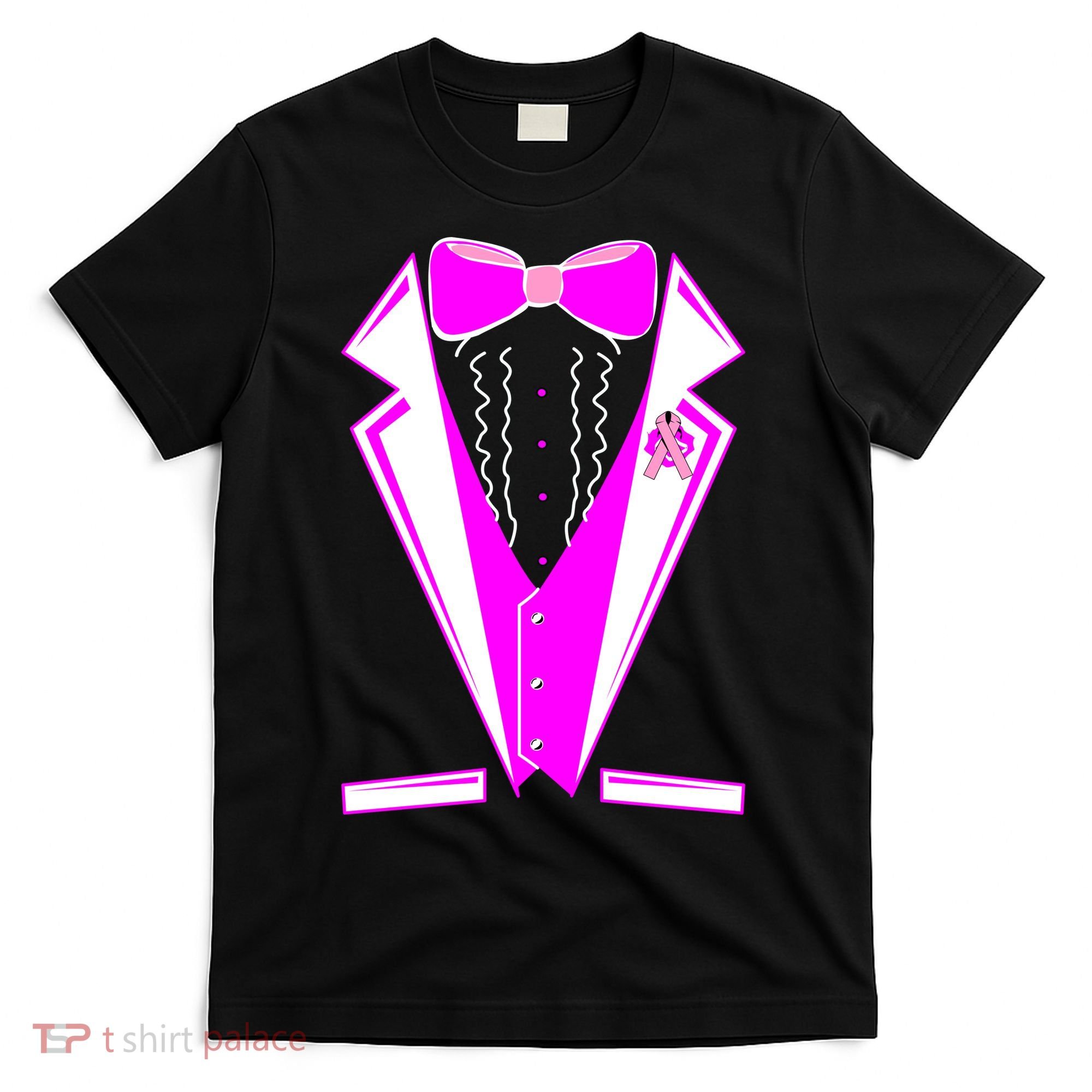 Pink Breast Cancer Tuxedo T-Shirt