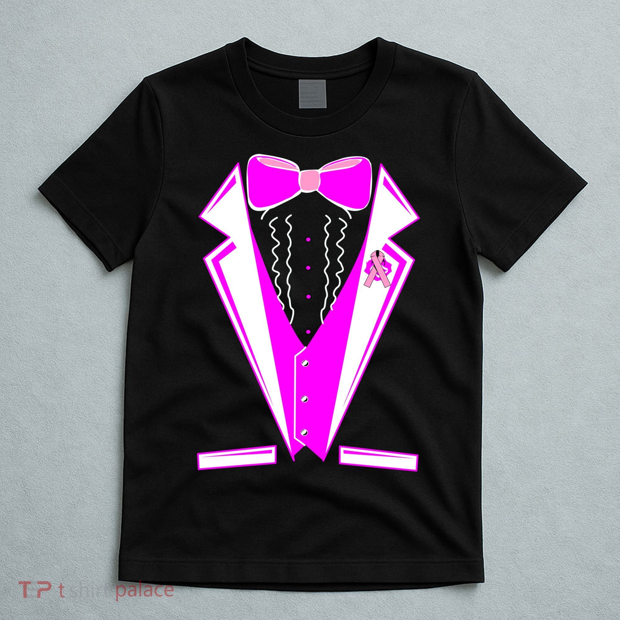 Pink Breast Cancer Tuxedo T-Shirt