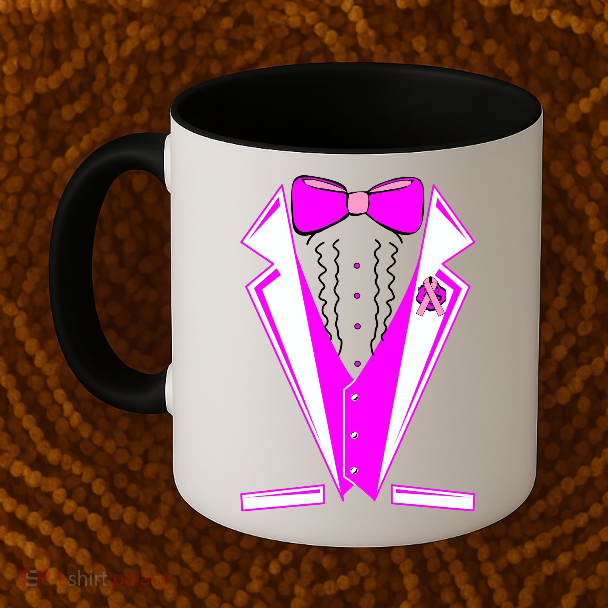 Pink Breast Cancer Tuxedo Coffee Mug