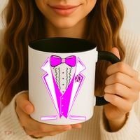 Pink Breast Cancer Tuxedo Coffee Mug thumb 3