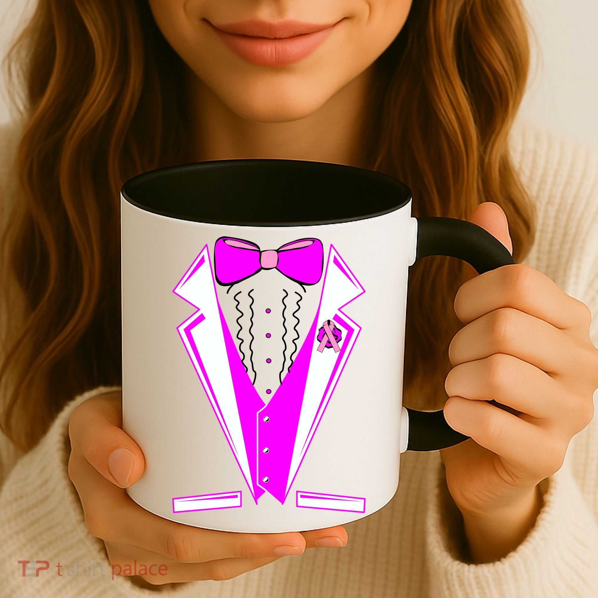 Pink Breast Cancer Tuxedo Coffee Mug