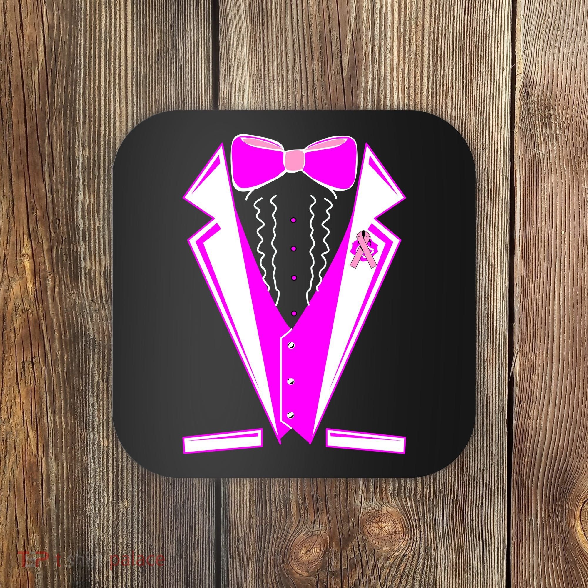 Pink Breast Cancer Tuxedo Coaster
