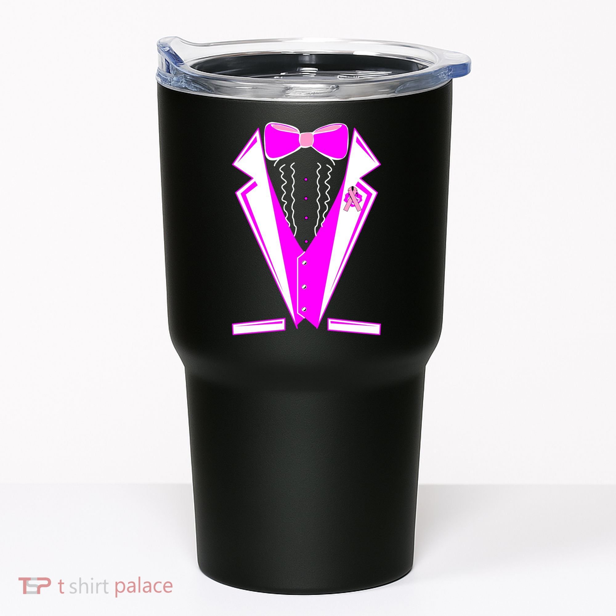 Pink Breast Cancer Tuxedo Tumbler