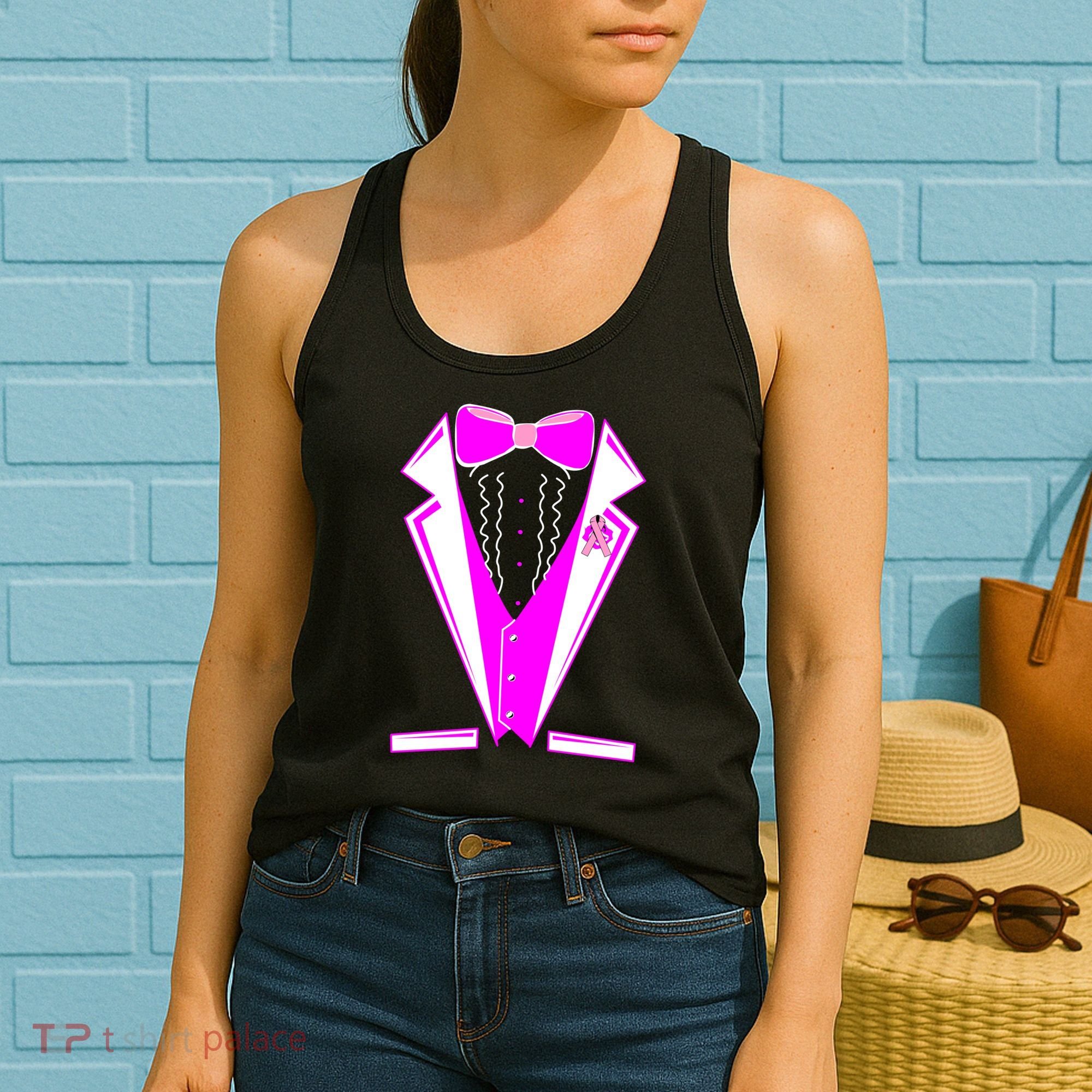 Pink Breast Cancer Tuxedo Women's Tank Top