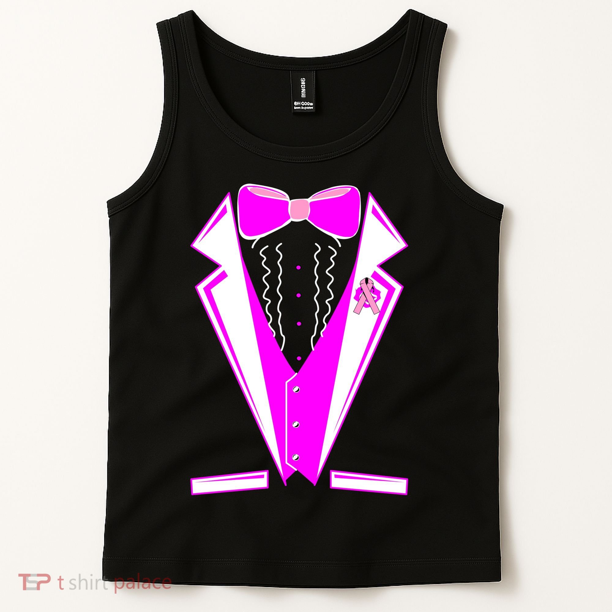 Pink Breast Cancer Tuxedo Tank Top