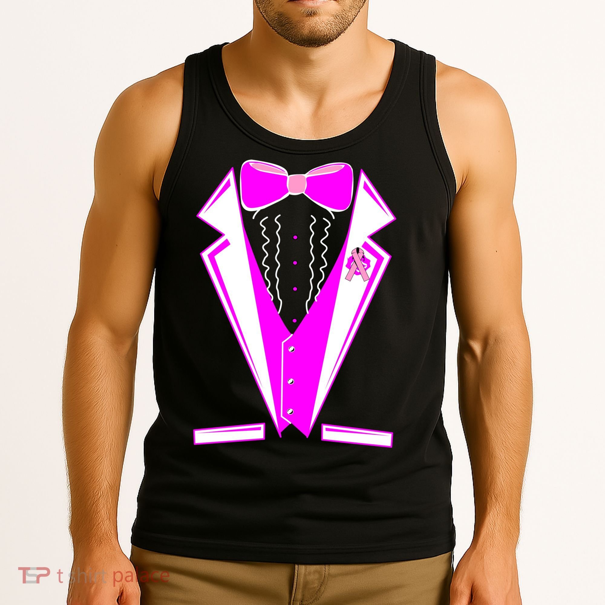 Pink Breast Cancer Tuxedo Tank Top