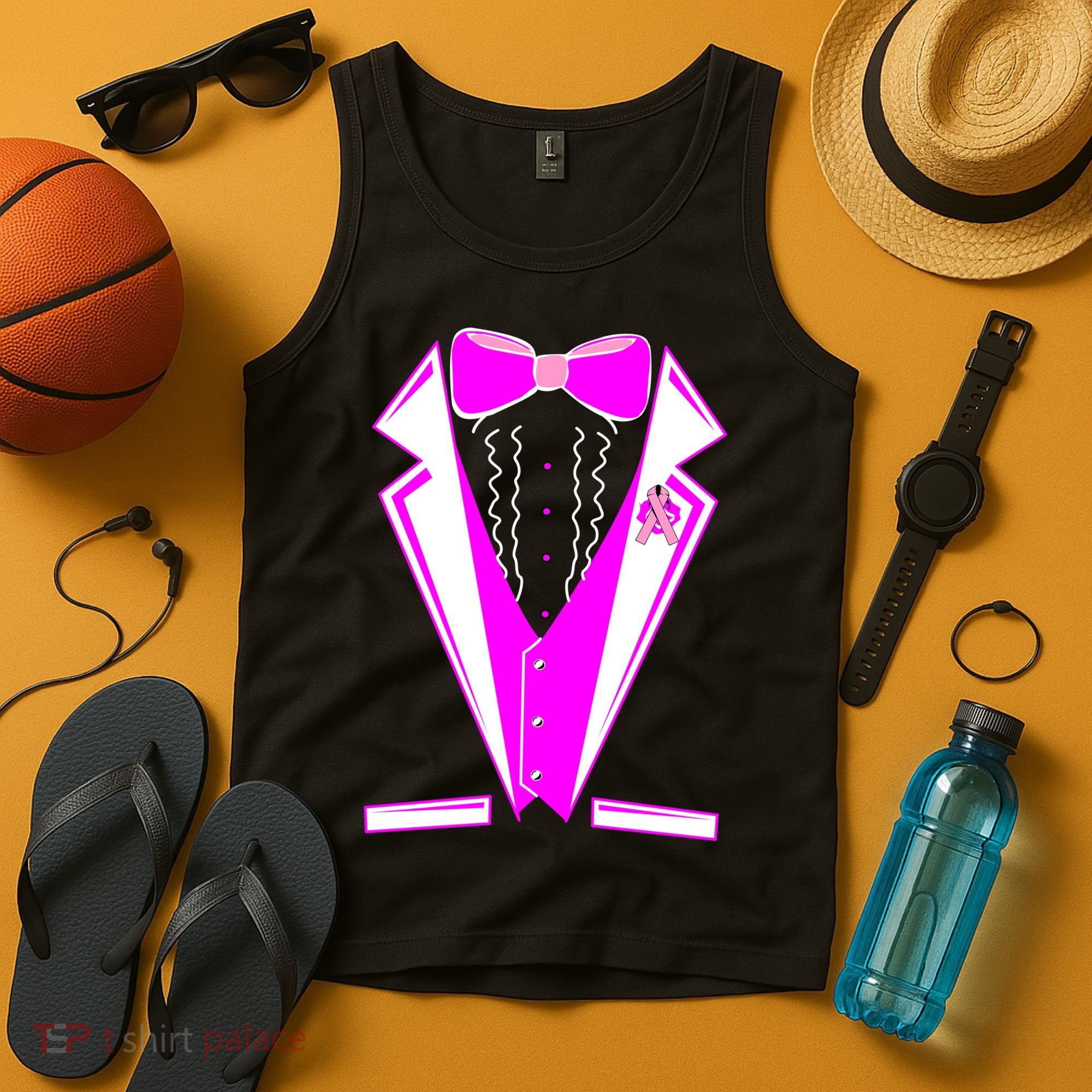 Pink Breast Cancer Tuxedo Tank Top