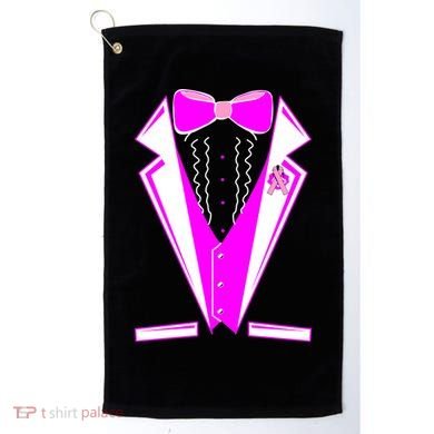 Pink Breast Cancer Tuxedo Golf Towel