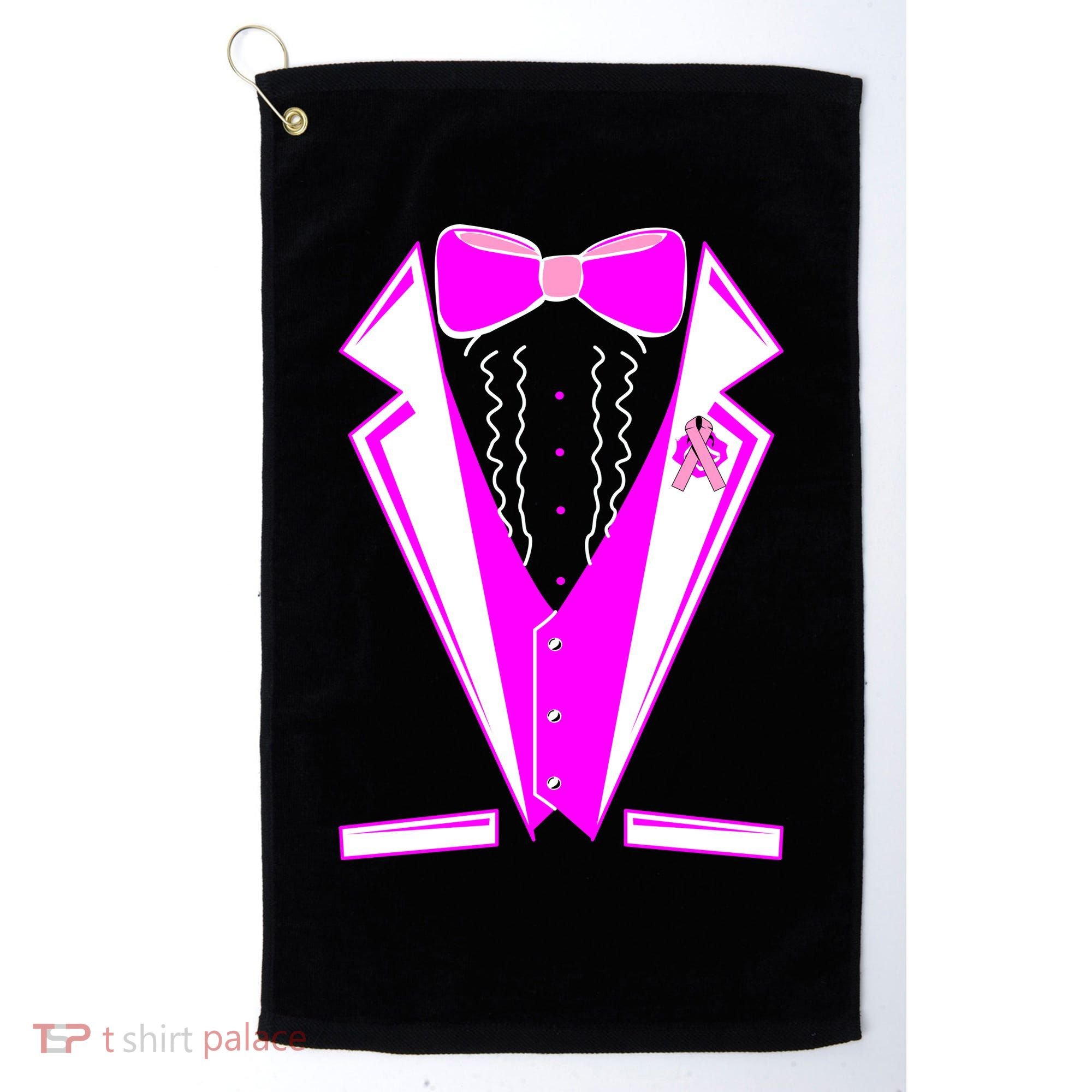 Pink Breast Cancer Tuxedo Golf Towel