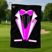 Pink Breast Cancer Tuxedo Golf Towel thumb 1
