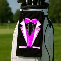 Pink Breast Cancer Tuxedo Golf Towel thumb 2
