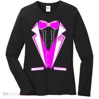 Pink Breast Cancer Tuxedo Women's Long Sleeve Shirt thumb 0
