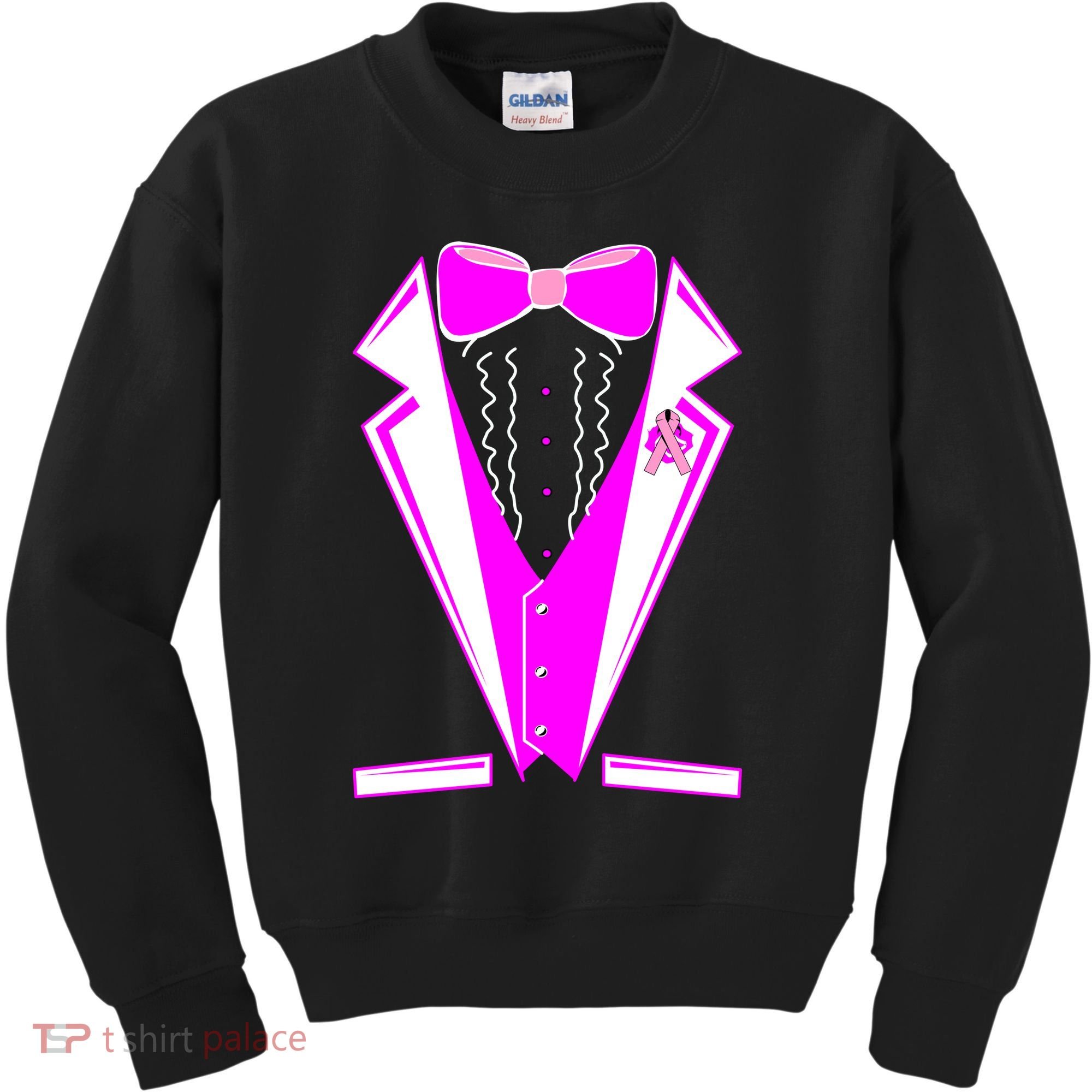 Pink Breast Cancer Tuxedo Kids Sweatshirt