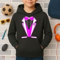 Pink Breast Cancer Tuxedo Kids Hoodie thumb 2