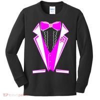 Pink Breast Cancer Tuxedo Kids Long Sleeve Shirt thumb 0