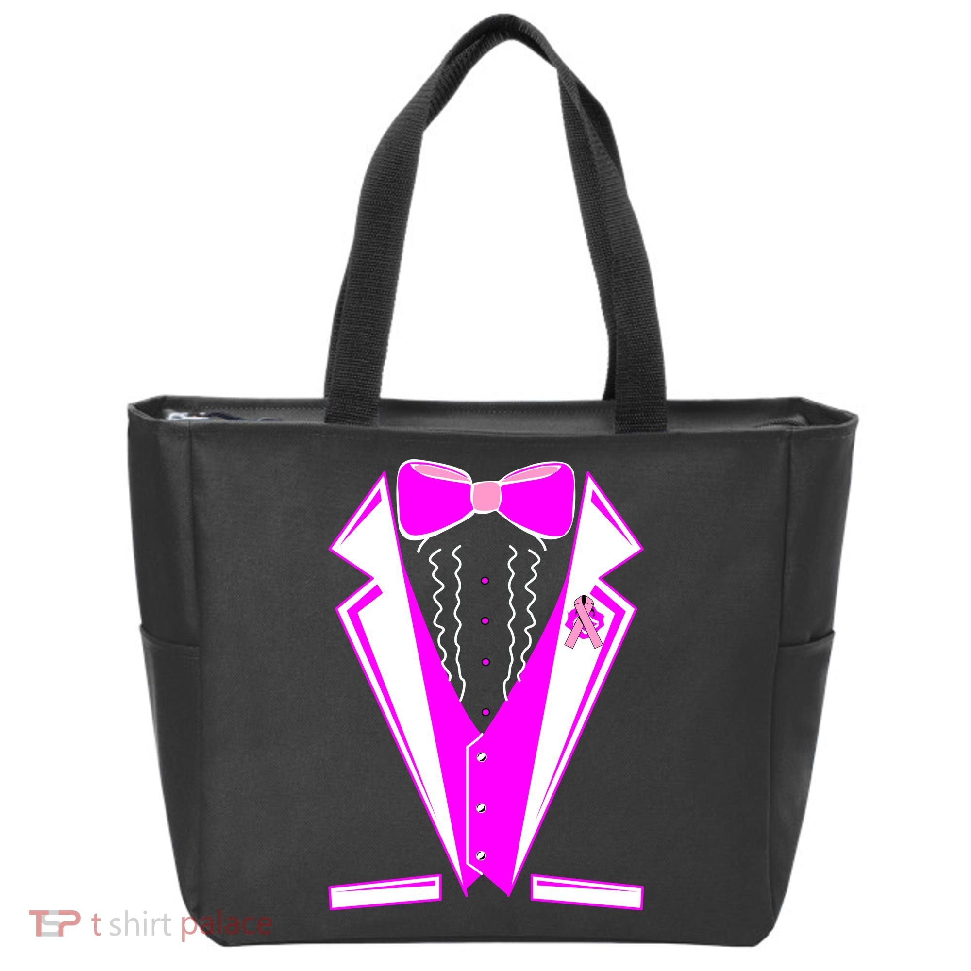 Pink Breast Cancer Tuxedo Tote Bag
