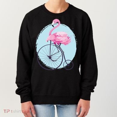 Pink Flamingo On Tall Bicycle Retro Women's Sweatshirt