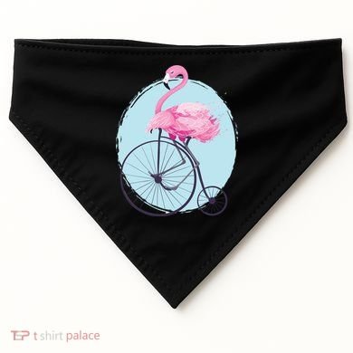 Pink Flamingo On Tall Bicycle Retro USA-Made Doggie Bandana