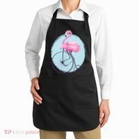 Pink Flamingo On Tall Bicycle Retro Apron thumb 2