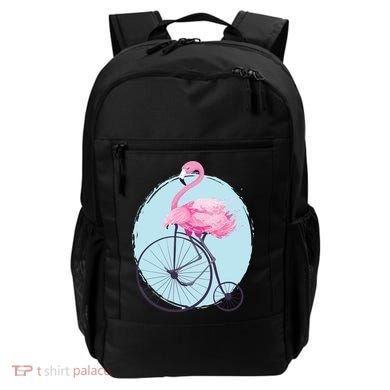Pink Flamingo On Tall Bicycle Retro Backpack