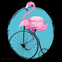 Pink Flamingo On Tall Bicycle Retro Coffee Mug thumb 5