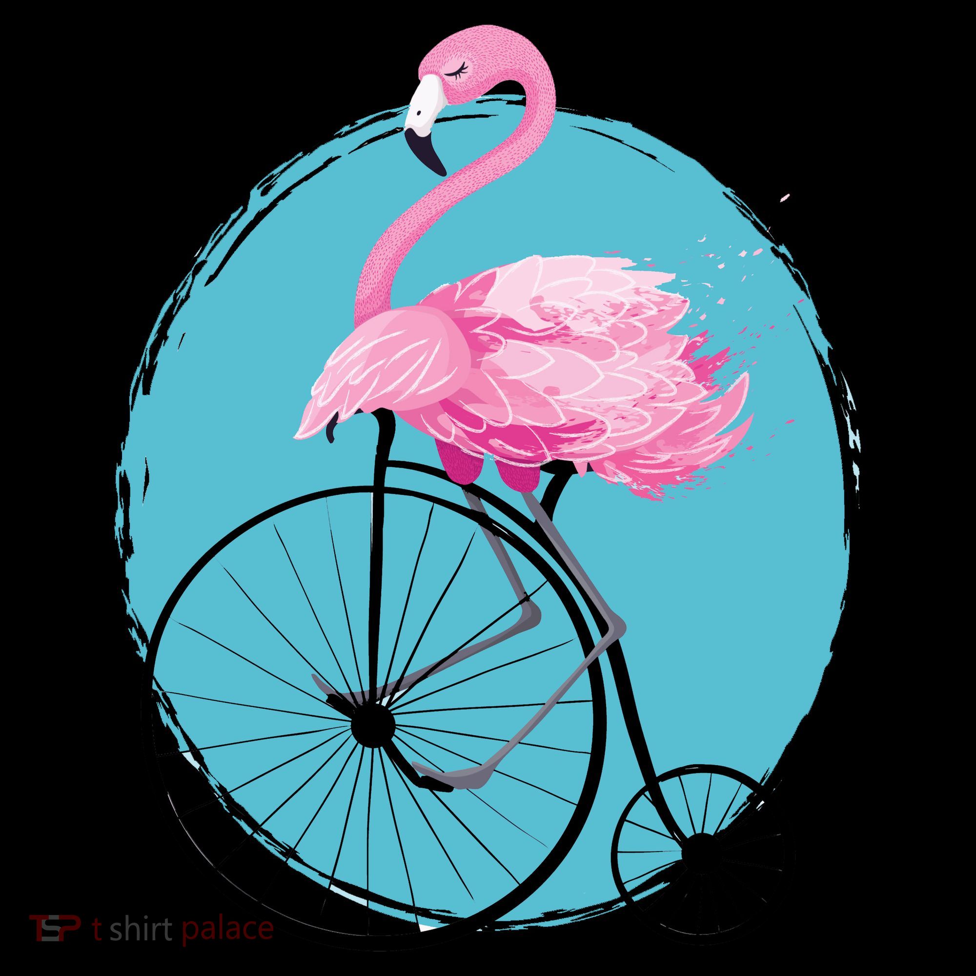 Pink Flamingo On Tall Bicycle Retro Coffee Mug