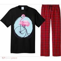 Pink Flamingo On Tall Bicycle Retro Pajama Set thumb 0