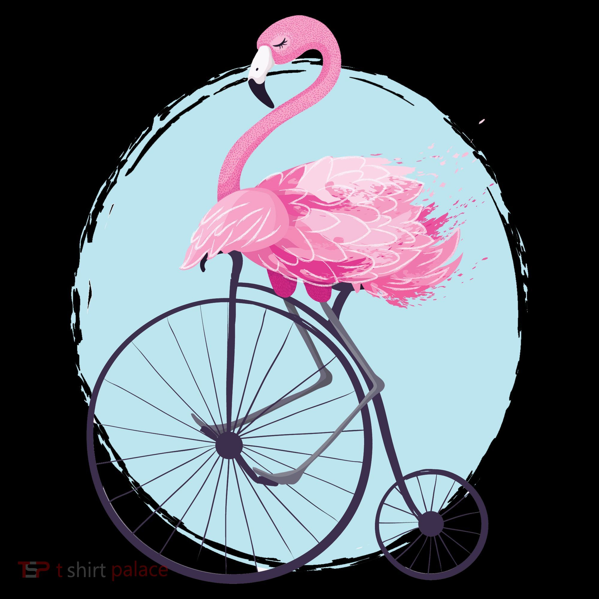 Pink Flamingo On Tall Bicycle Retro Women's Hoodie