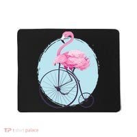 Pink Flamingo On Tall Bicycle Retro Mousepad thumb 0