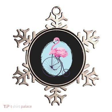 Pink Flamingo On Tall Bicycle Retro Ornament