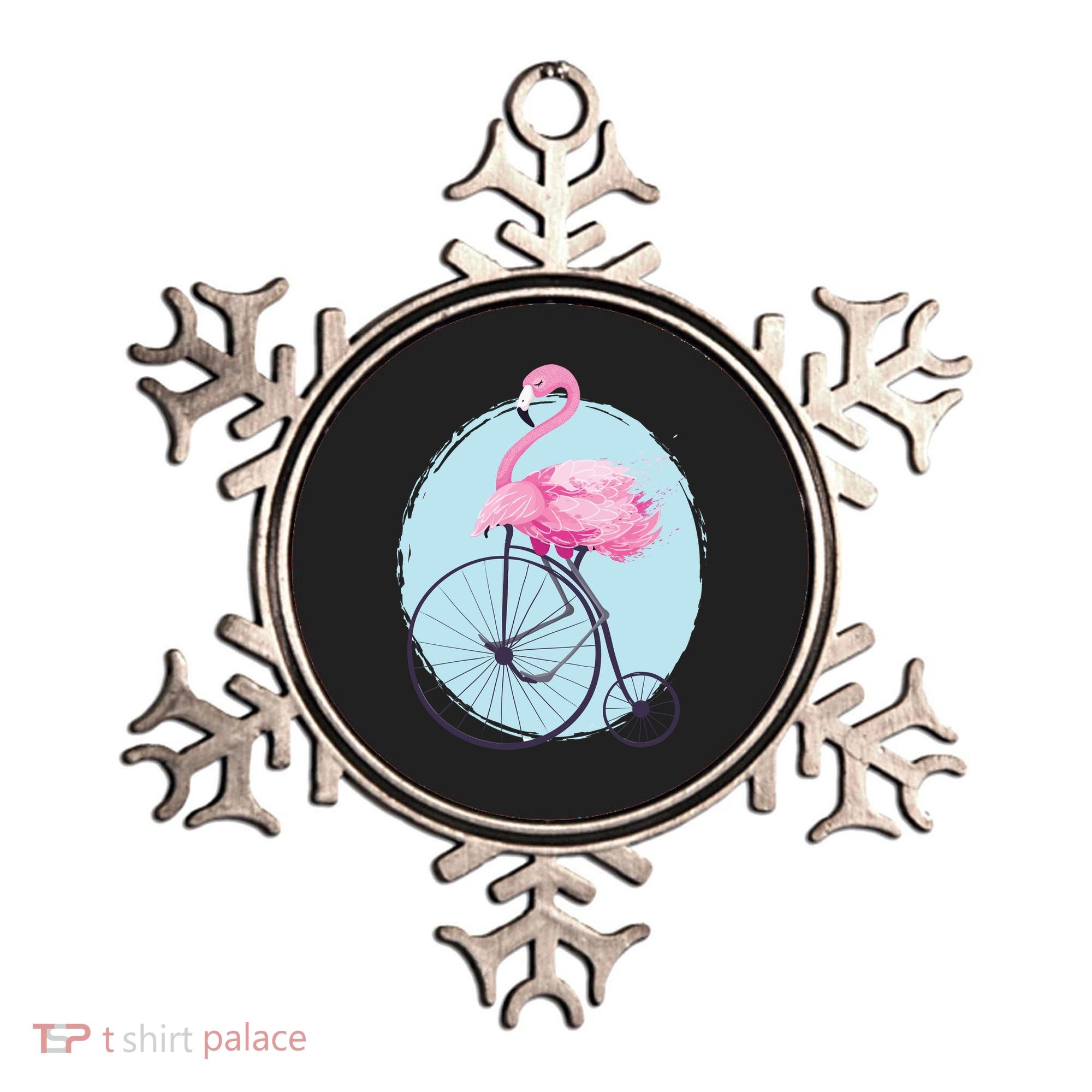 Pink Flamingo On Tall Bicycle Retro Ornament