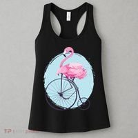 Pink Flamingo On Tall Bicycle Retro Women's Tank Top thumb 3