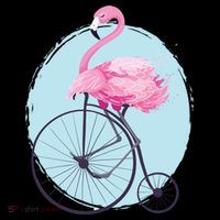 Pink Flamingo On Tall Bicycle Retro Women's Tank Top thumb 5