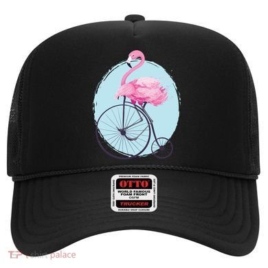Pink Flamingo On Tall Bicycle Retro Hat