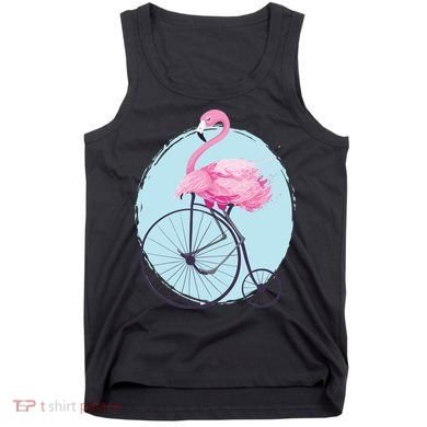 Pink Flamingo On Tall Bicycle Retro Tank Top
