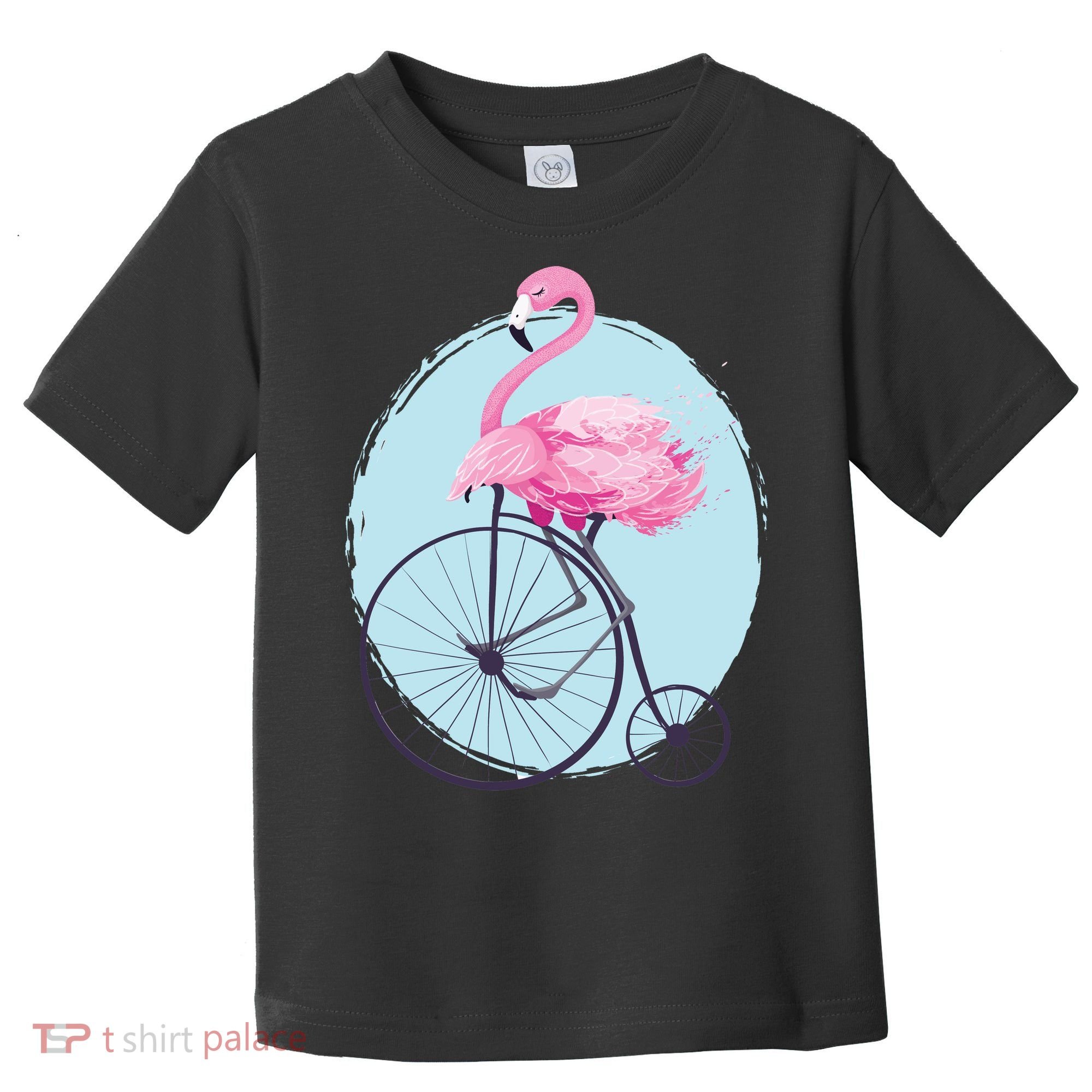 Pink Flamingo On Tall Bicycle Retro Toddler T-Shirt