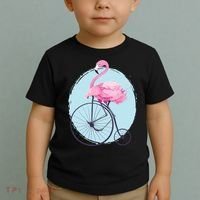 Pink Flamingo On Tall Bicycle Retro Toddler T-Shirt thumb 2