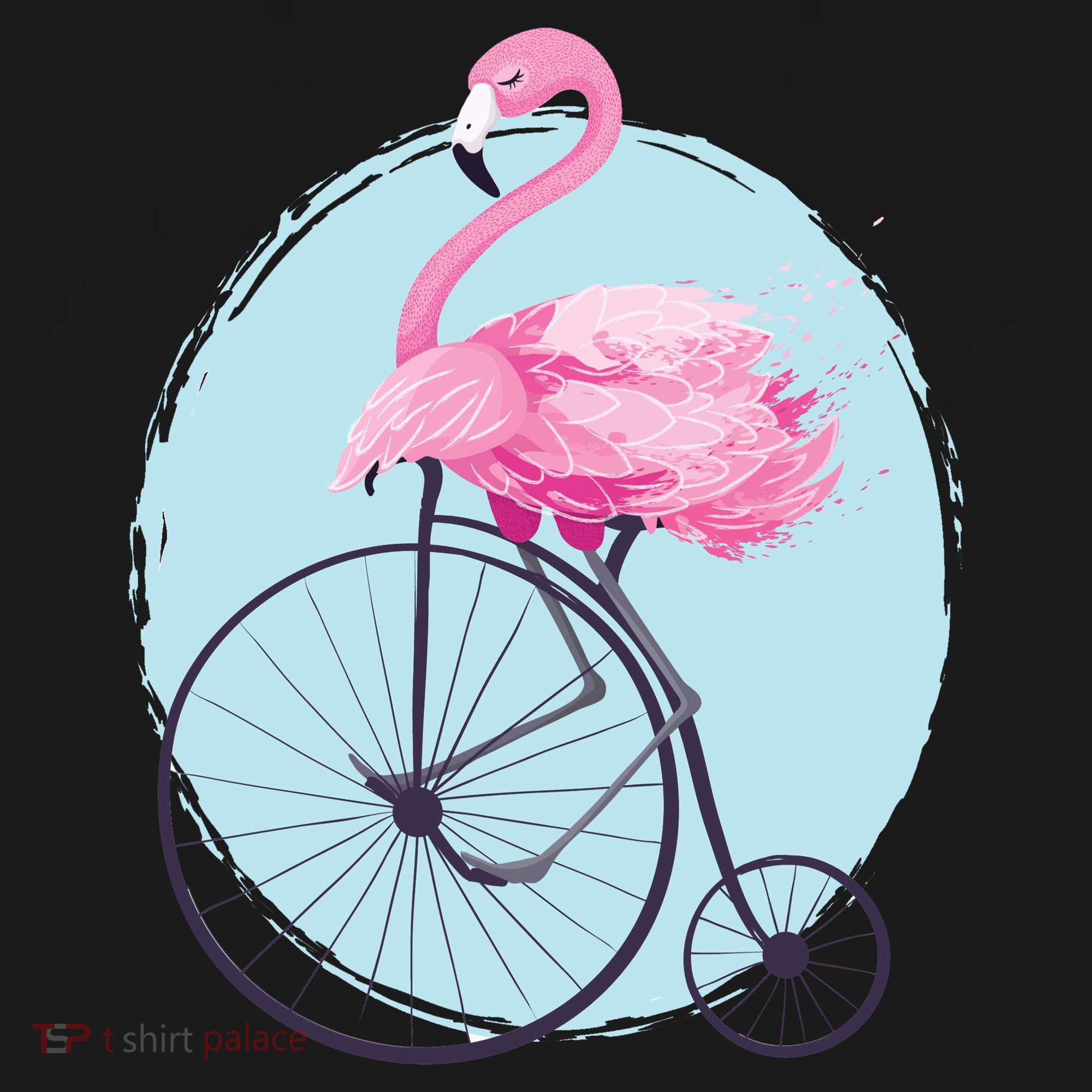 Pink Flamingo On Tall Bicycle Retro Visor