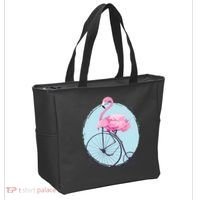 Pink Flamingo On Tall Bicycle Retro Tote Bag thumb 2