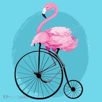 Pink Flamingo On Tall Bicycle Retro Kids T-Shirt thumb 4