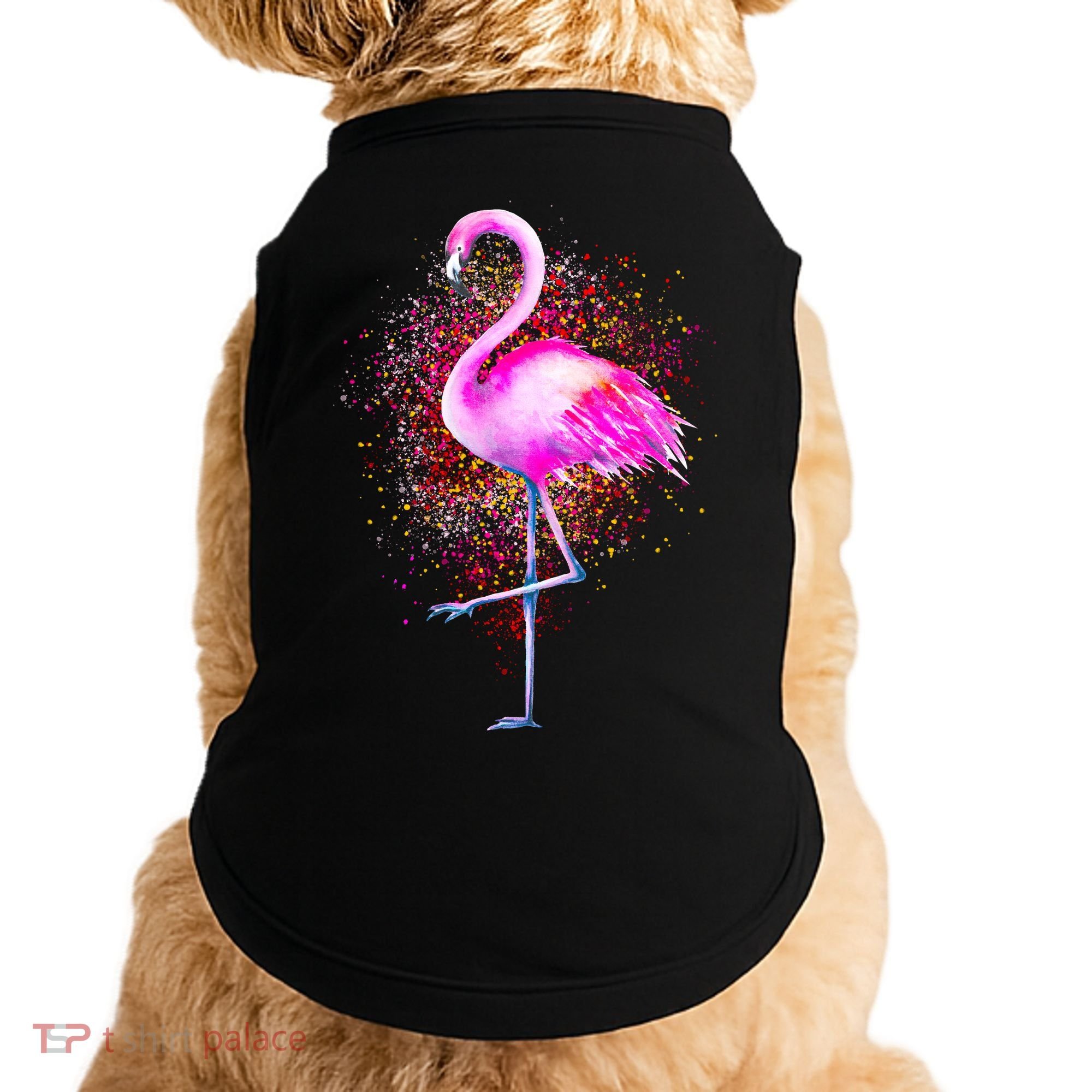 Pink Flamingo Paint Art Doggie Tank