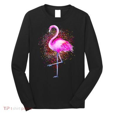 Pink Flamingo Paint Art Long Sleeve Shirt