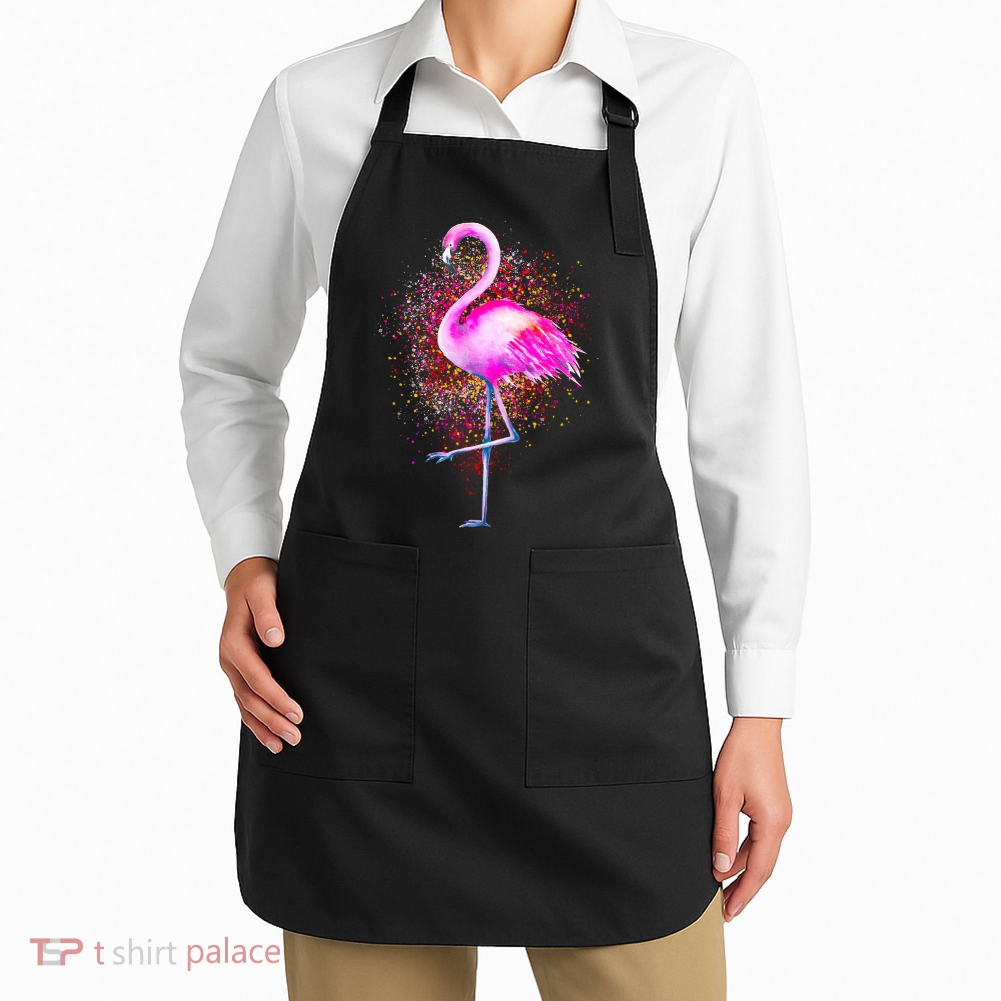 Pink Flamingo Paint Art Apron