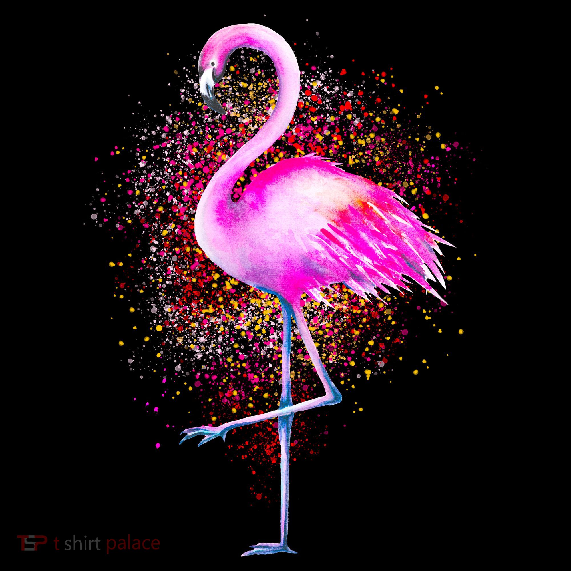 Pink Flamingo Paint Art T-Shirt