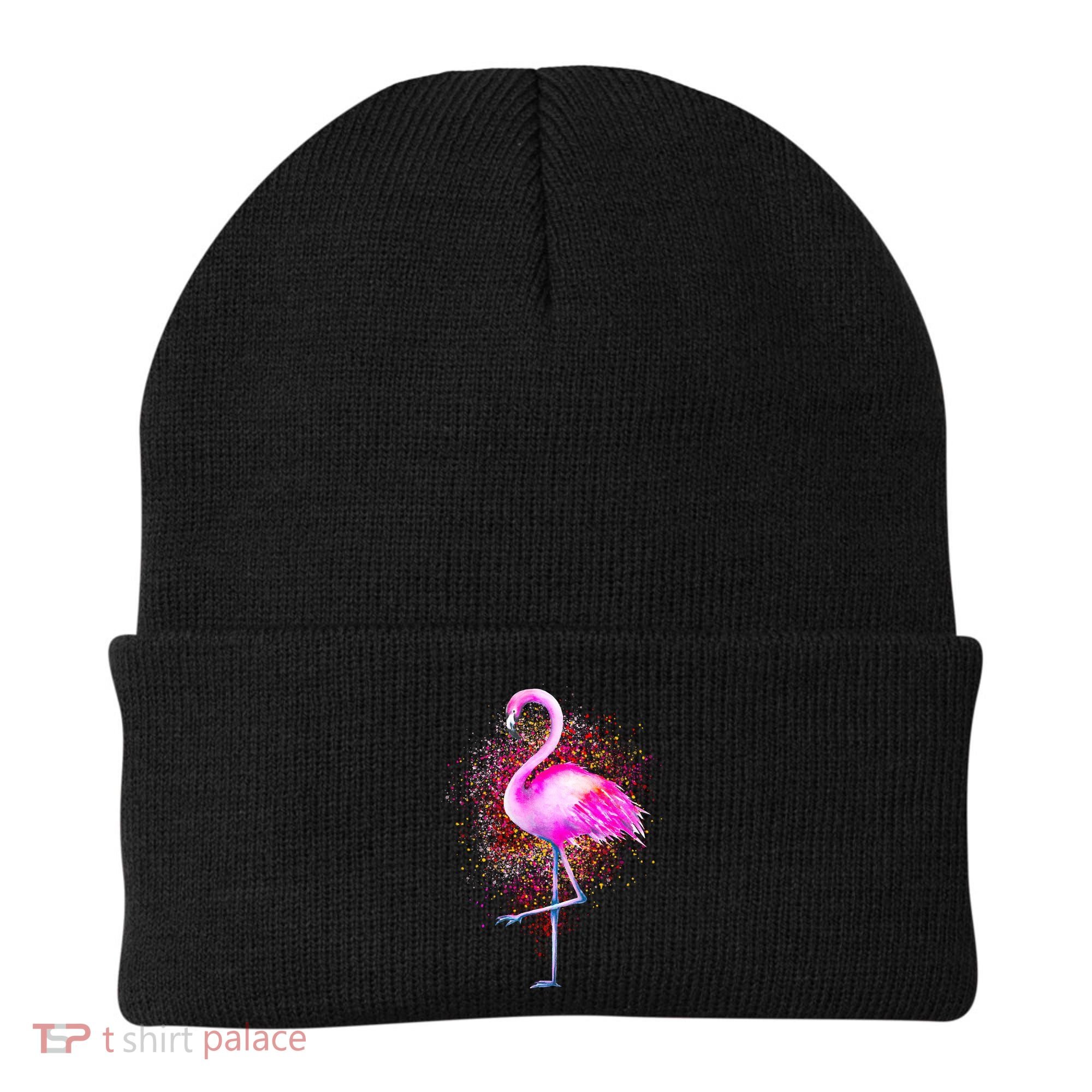 Pink Flamingo Paint Art Beanie