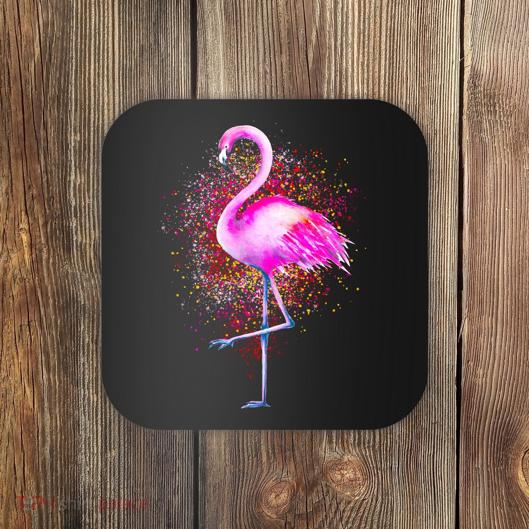 Pink Flamingo Paint Art Coaster