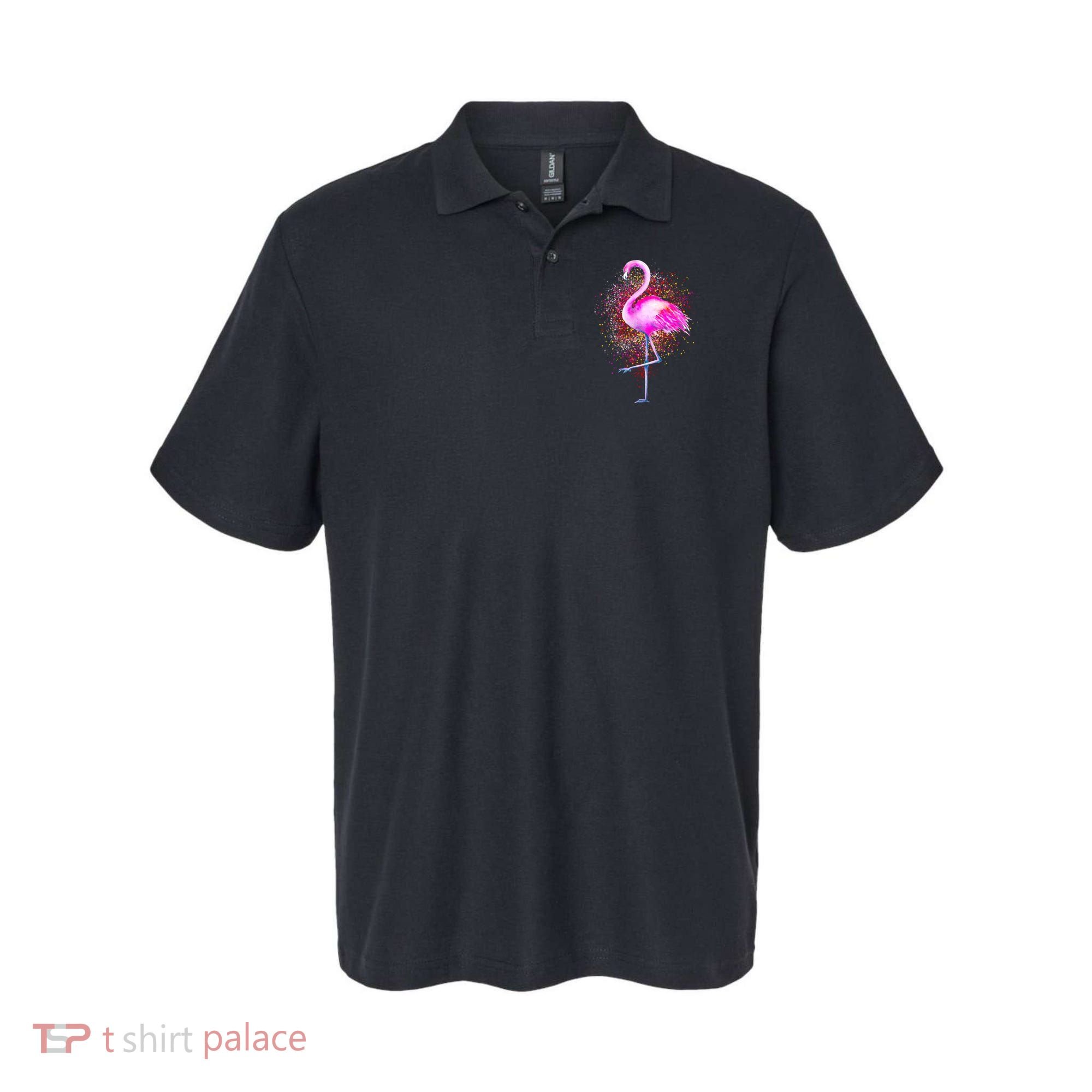 Pink Flamingo Paint Art Polo